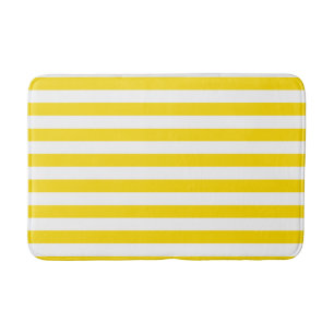 Tapis De Bain Jaune blanc rayé moderne Modèle moyen