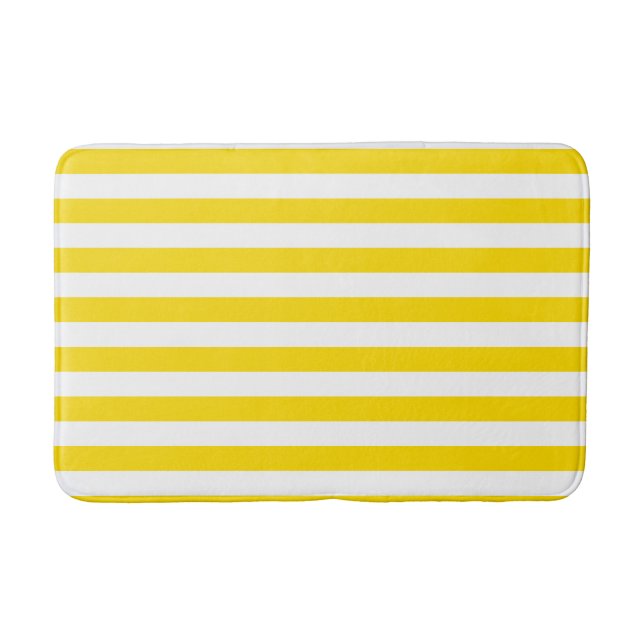Tapis De Bain Jaune blanc rayé moderne Modèle moyen (Devant)