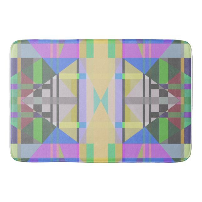 Tapis De Bain Jaune bleu violet géométrique (Devant)