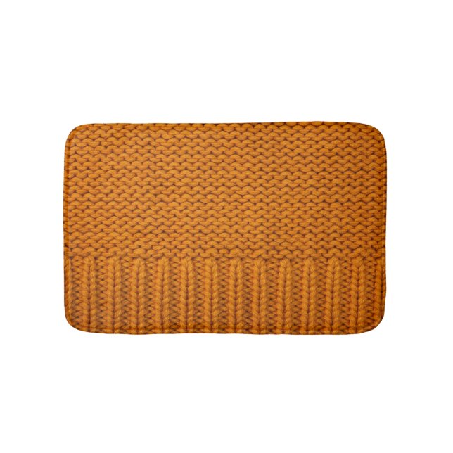 Tapis De Bain Jaune clair : texture tricotée artisanale. (Devant)