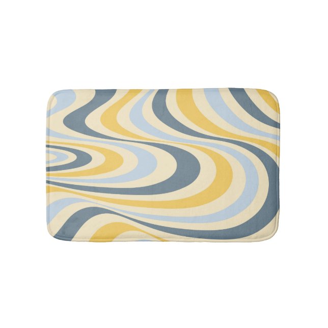 Tapis De Bain Jaune et bleu abstrait design tourbillon (Devant)