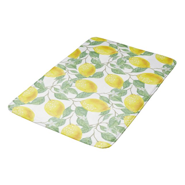 TAPIS DE BAIN JAUNE LEMON MOTIF FRAIS BAIN MAT (Angle)