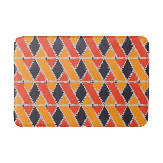 Tapis De Bain Jaune, rouge, cool dessin géométrique d'attaque de (Devant)