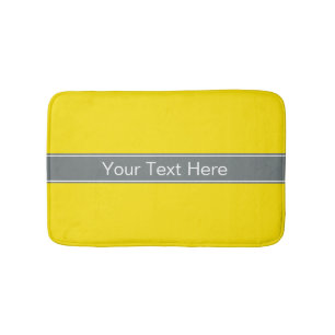 Tapis De Bain Jaune Uni, Monogramme de Ruban Gris Charbon