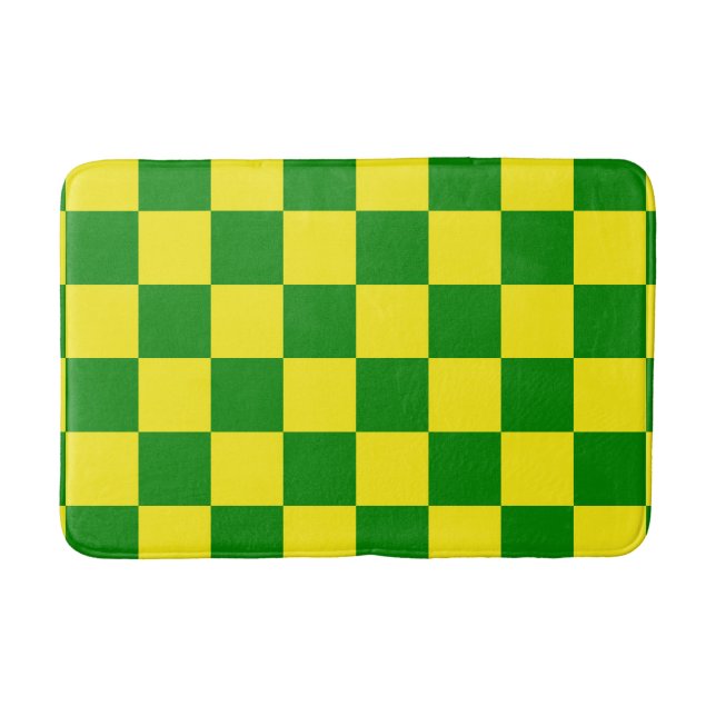 Tapis De Bain Jaune vert À damiers Motif chèque (Devant)