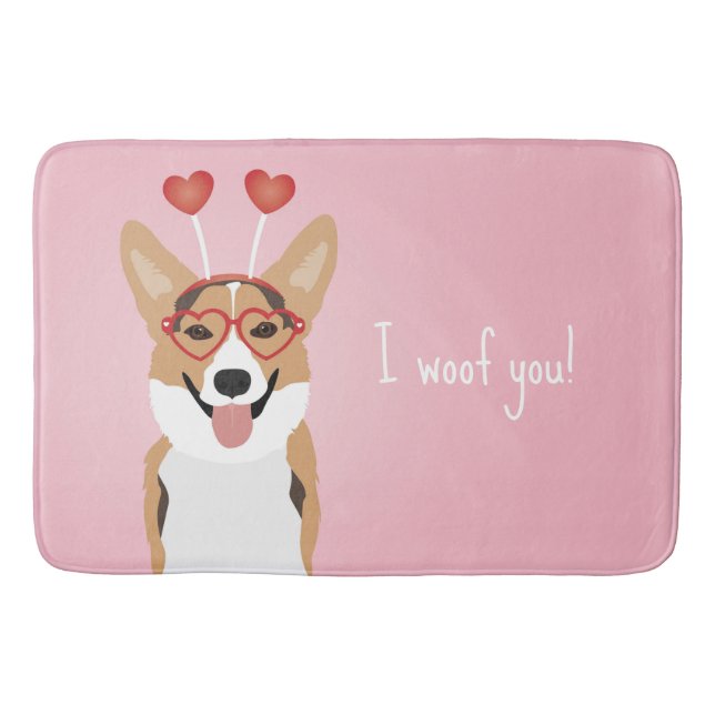 Tapis De Bain Je te veux le Corgi Chien Valentines Jour (Devant)