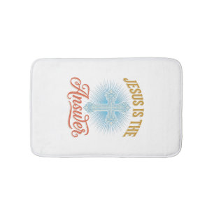 Tapis De Bain Jésus est la réponse Croix chrétienne Vector Desig