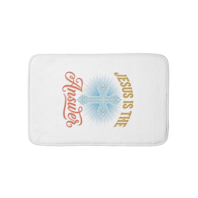 Tapis De Bain Jésus est la réponse Croix chrétienne Vector Desig (Devant)