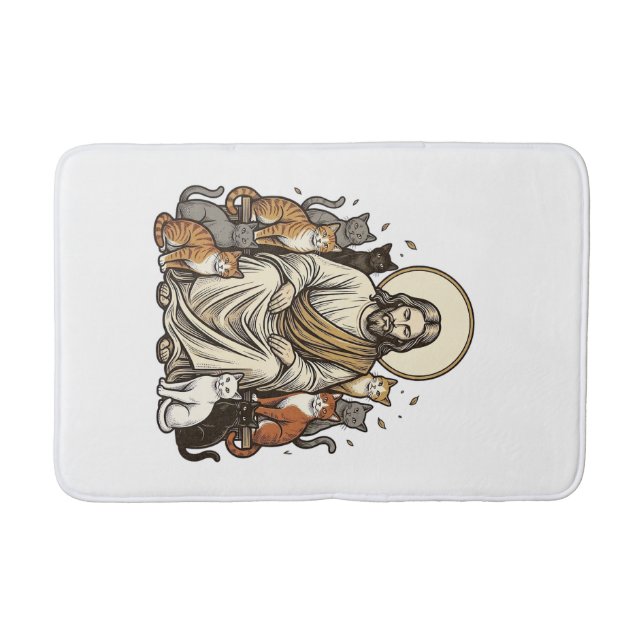 Tapis De Bain Jésus et Chats Vintage (Devant)