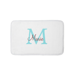 Tapis De Bain jeté simple minimal ajouter nom monogramme rose ro