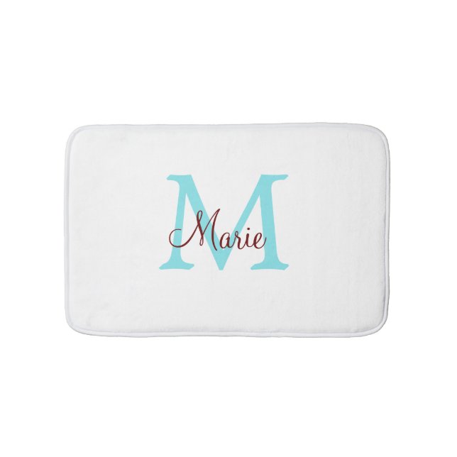 Tapis De Bain jeté simple minimal ajouter nom monogramme rose ro (Devant)