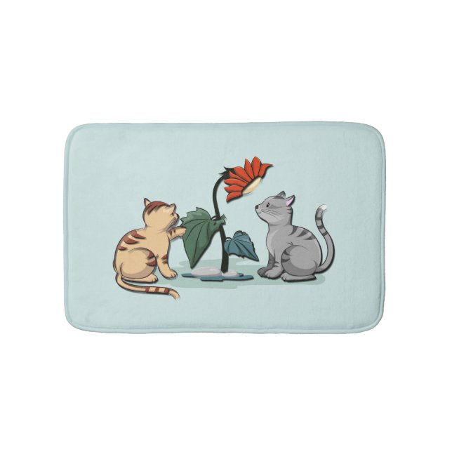 Tapis De Bain Jeu de fleurs délice d'été de chatons (Devant)