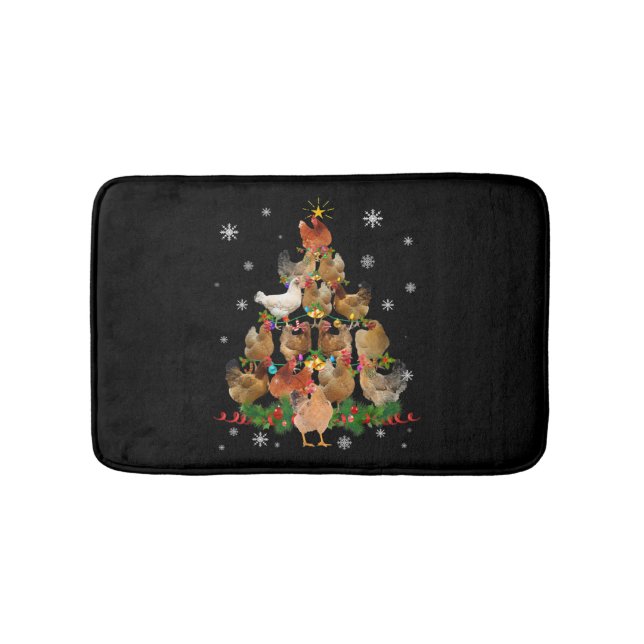 Tapis De Bain Jeu de Noël de poulets Lumières Drôle Noël de poul (Devant)