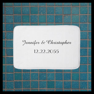 Tapis De Bain Jeu de script personnalisé blanc et noir