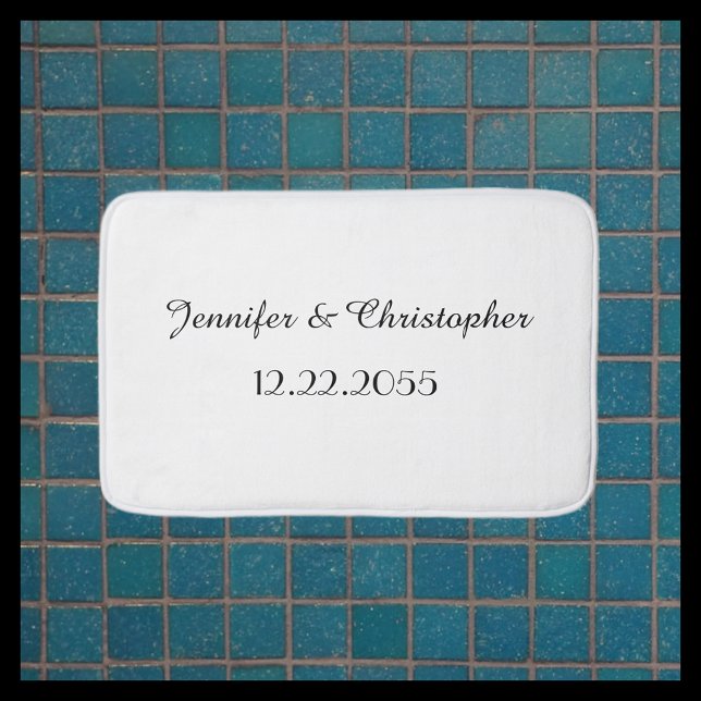 Tapis De Bain Jeu de script personnalisé blanc et noir (Créateur téléchargé)