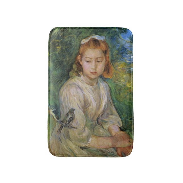 Tapis De Bain Jeune fille avec un oiseau (par Berthe Morisot) (Devant (Vertical))