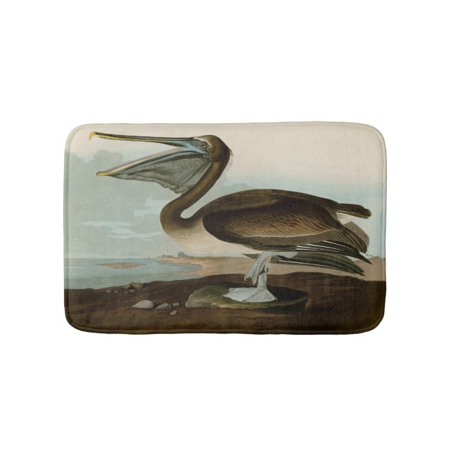 Tapis De Bain John James Audubon Peinture Pélicane Brown (Devant)