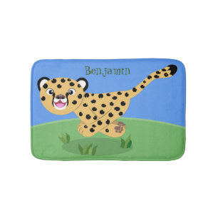 Tapis De Bain Joli bébé guépard en cours de dessin animé illustr