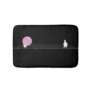 Tapis De Bain Joli Bubble rose Bubble Oiseaux de gomme sur un fi