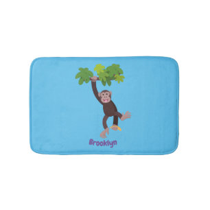 Tapis De Bain Joli chimpanzé dans la jungle suspendu dessin anim