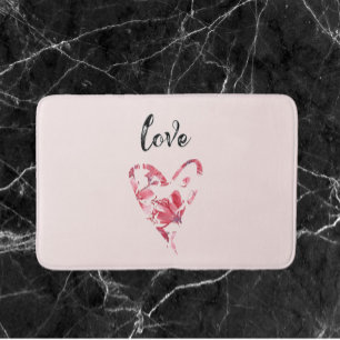 Tapis De Bain Joli Coeur Floral Rose