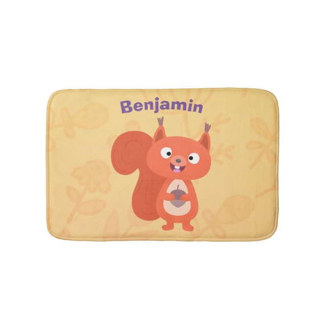 Tapis De Bain Joli dessin animé d'écureuil roux (Devant)