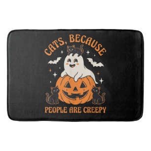 Tapis De Bain Joli Fantôme avec Chats Noirs et Citrouille Hallow