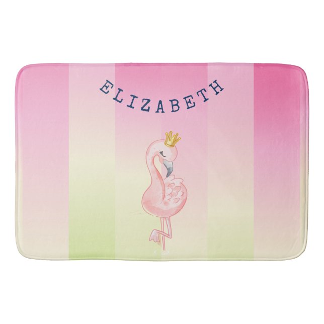 Tapis De Bain Joli Flamant Rose Dégradé Rayé (Devant)