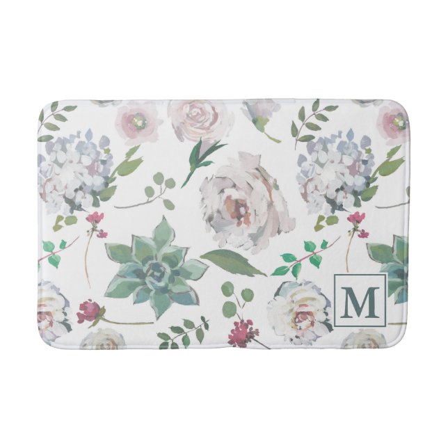 Tapis De Bain Joli floral avec Monogram Bath Mat (Devant)