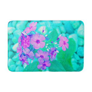 Tapis De Bain Joli jardin rose Fleur Phlox sur Aquamarine