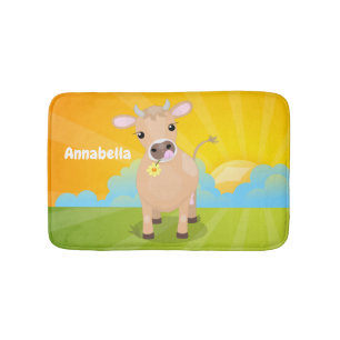 Tapis De Bain Joli joli maillot de vache et dessin de fleurs