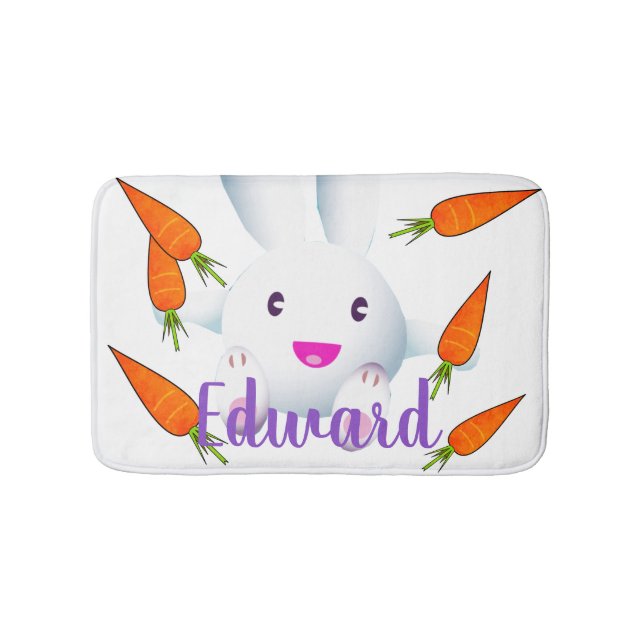 Tapis De Bain Joli lapin blanc et carottes (Devant)