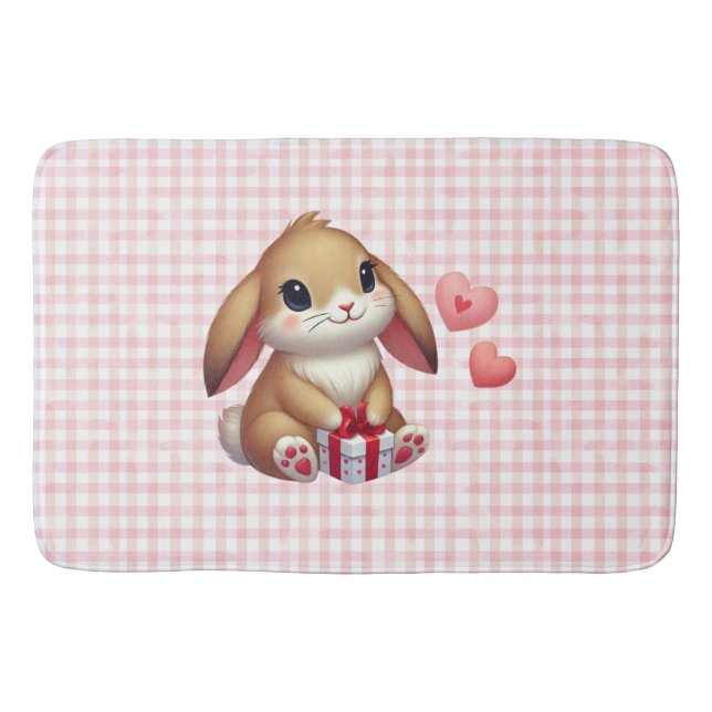 Tapis De Bain Joli lapin de la Saint-Valentin  (Devant)