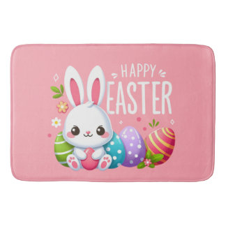 Tapis De Bain Joli lapin de Pâques rose