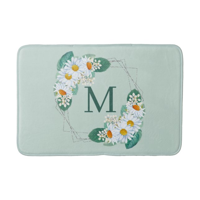 Tapis De Bain Joli Monogramme Fille Floral Argent Étincelle (Devant)