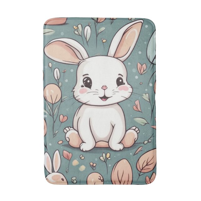 Tapis De Bain Joli motif blanc lapin (Devant (Vertical))