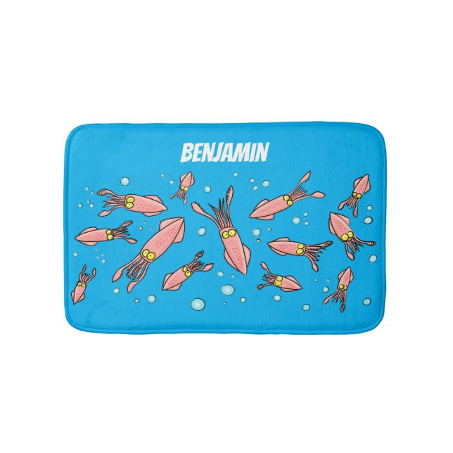 Tapis De Bain Joli motif caricature de calmar rose (Devant)