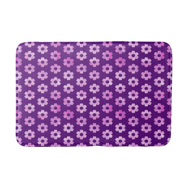 Tapis De Bain Joli Motif de fleurs violettes (Devant)