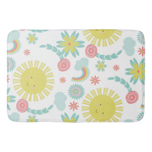 Tapis De Bain Joli motif floral arc-en-ciel ensoleillé d'été  