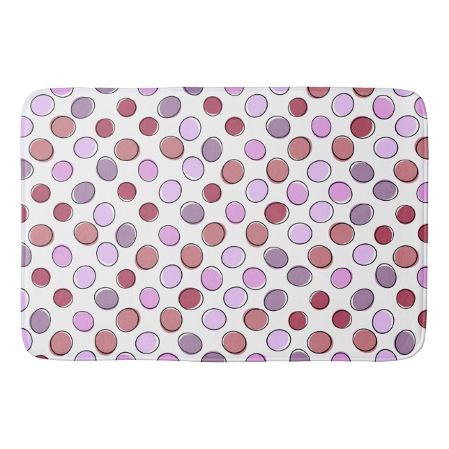 Tapis De Bain Joli motif rose et violet à pois (Devant)