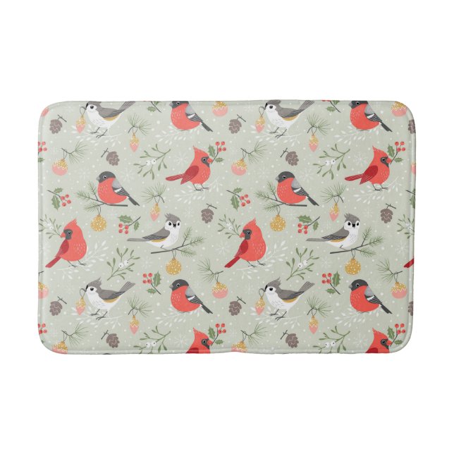 Tapis De Bain Joli Noël Oiseau Motif Design de vacances (Devant)