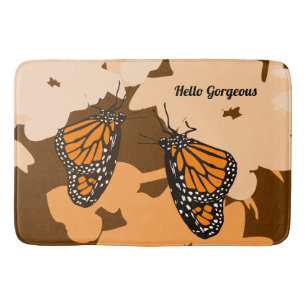 Tapis De Bain Joli Orange Bonjour Magnifique Monarque Papillon P
