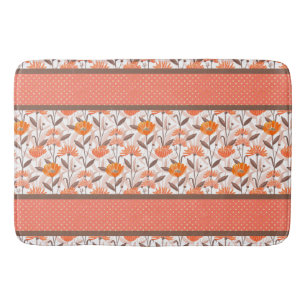 Tapis De Bain Joli panneau de fleurs de corail et d'orange