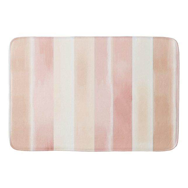 Tapis De Bain Joli Peach rose Crème raypes (Devant)