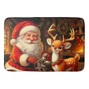 Tapis De Bain Joli Père Noël et Renne 