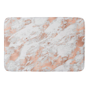 Tapis De Bain Joli Rose or blanc brillant marbre    
