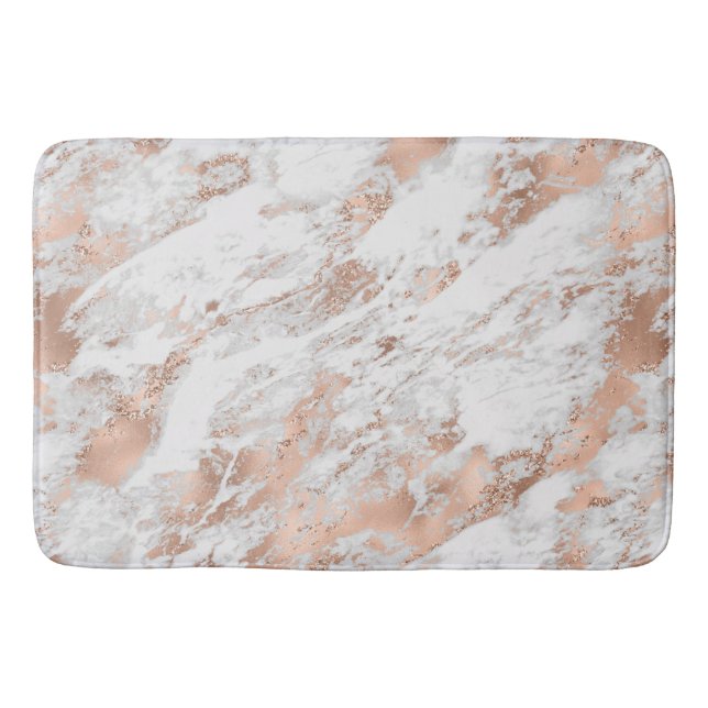 Tapis De Bain Joli Rose or blanc brillant marbre     (Devant)