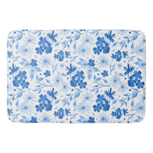 Tapis De Bain Joli rustique Pays Bleu Floral Botanique