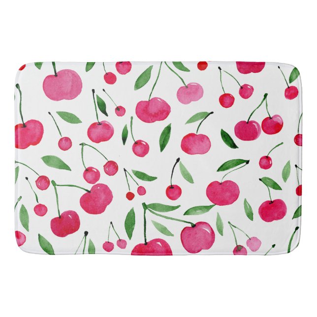 Tapis De Bain Jolie aquarelle rouge cerises motif (Devant)
