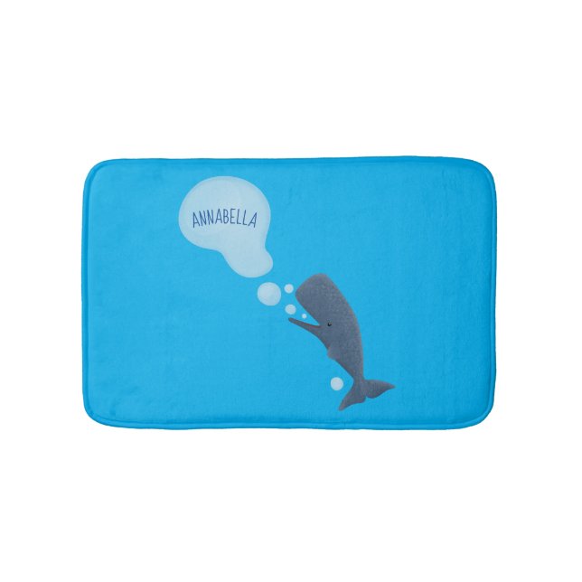 Tapis De Bain Jolie baleine à sperme soufflant bulles dessin (Devant)